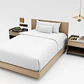 Modern Minimalist Single Bed With White Bedding Bedside Tables And Pendant Light 3d model