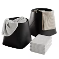 Black Bathroom Storage Bins With Towels And Stacked Towel Sets
