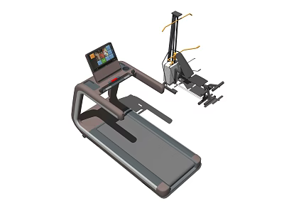 Modern Fitness Treadmill Sports Equipment With Digital Screen And Exercise Accessories 3d model