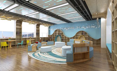 modern library school library space 3d model