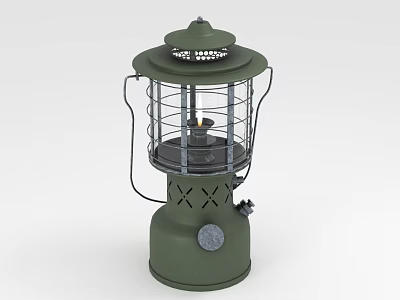Green Vintage Candle Lantern With Decorative Metal Frame And Classic Design 3d model