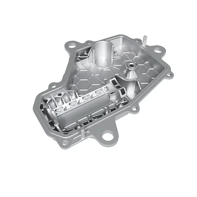 Silver Metal Mechanical Housing Component With Mounting Holes And Internal Structure 3d model