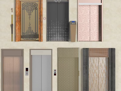 Different Types of Elevator Door Designs With Decorative Patterns And Modern Styles 3d model