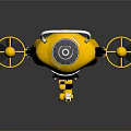 Yellow Water Vehicle With Four Propellers And Circular Lens For Underwater Exploration
