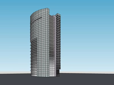Modern Tall Office Building With Glass Facade And Curved Exterior Design 3d model