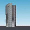 Modern Tall Office Building With Glass Facade And Curved Exterior Design