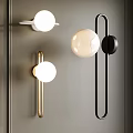 Modern Wall Lights With Spherical Shade Gold Black Metal Frames For Gray Interior Decor 3d model