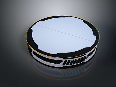 Round Computer Cooling Pad Featuring White Surface Black Edge And Bottom Stripes Design 3d model