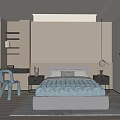 Minimalist Kids Room Interior With Bed Blue Chair Bookshelf And Wall Decor