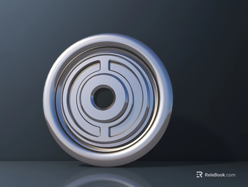 Silver Circular Light Panel with Modern Metallic Finish and Central Hole Design for Ceiling Lighting Decoration 3d model 