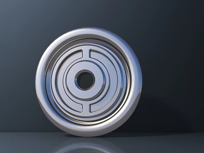 Silver Circular Light Panel with Modern Metallic Finish and Central Hole Design for Ceiling Lighting Decoration 3d model