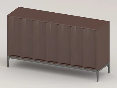 Dark Brown Wooden Shoe Cabinet With Multiple Compartments And Metal Legs 3d model