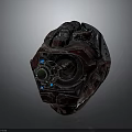 Futuristic Mechanical Weapon With Red Blue Metallic Texture And Glowing Core Section 3d model