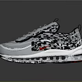 White And Gray Streamlined Sneakers With Red Logo White Laces And Air Cushion Sole