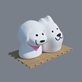 Inflatable Cartoon Dog Shapes With White Color And Pink Scarf On Wooden Pallet