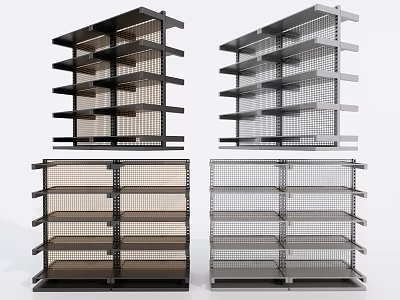 Modern Metal Display Shelves With Mesh Layers And Multiple Color Options For Retail Use 3d model