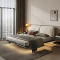 Modern Double Bed Design With Headboard Pillows Bedspread And Nightstands With Table Lamp Decorative Art