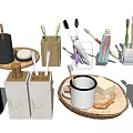Essential Bathroom Accessories Including Toothbrushes Toothpaste Soap Dish And Toothbrush Holders 3d model