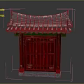 Traditional Chinese Architecture With Red Wooden Door And Gray Tiled Roof