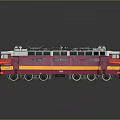 Vibrant Red Yellow Striped Train Model with White Top and Detailed Windows