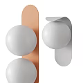 Minimalist Modern Wall Lamps With White Spherical Shades And Curved Orange Gray Backplates