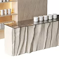 Beauty Salon Display Shelves With Arched Design Warm Lighting And Neatly Arranged Products