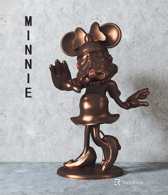 Modern Artistic Ornament Decoration Set With Copper Minnie Mouse Figure And Stylish Design 3d model 