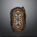 Ornate Decorative Plaque With Intricate Carved Frame And Colorful Geometric Patterns