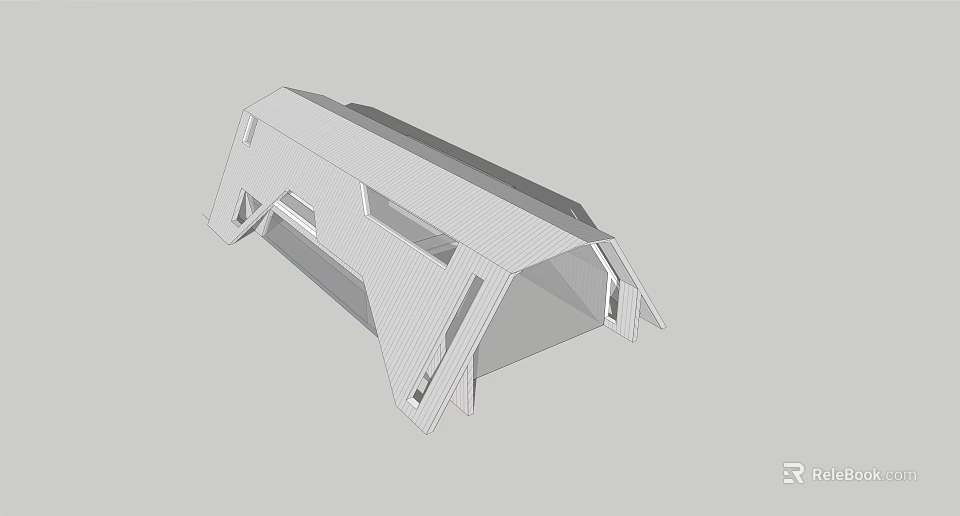 Abstract 3D Architectural Model Featuring Geometric Shapes And White Angular Design 3d model 