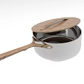 Stainless Steel Cooking Pot with Wooden Handle and Lid Modern Design for Kitchen Use