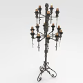 Vintage Style Metal Candelabra With Multiple Branches And Decorative Scroll Base 3d model