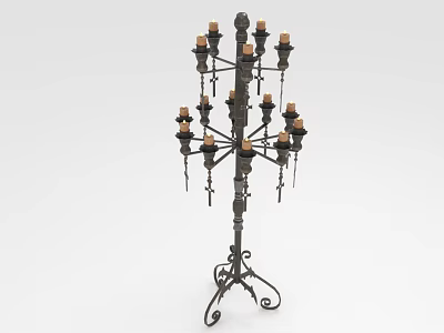 Vintage Style Metal Candelabra With Multiple Branches And Decorative Scroll Base 3d model