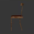 Wooden Chair With Red Leather Seat Solid Back And Sturdy Legs Design