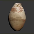 Ancient Terracotta Amphora Sculpture With Striped Patterns Two Handles And Smooth Gray Background 3d model