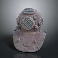 Weapon Style Vintage Diver Helmet With Circular Glass Windows And Metal Bolts