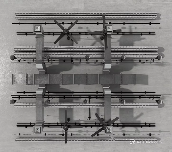 Detailed Industrial Pipe Structure With Metal Frames And Interconnected Pipe Components 3d model 
