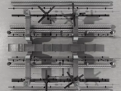 Detailed Industrial Pipe Structure With Metal Frames And Interconnected Pipe Components 3d model