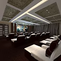 Luxurious Modern Cinema Interior With Comfortable Reclining Seats And Dark Curtains