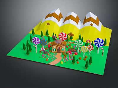 Modern Cartoon Scene Candy Island Candy Paradise Candy World Cartoon Candy 3d model