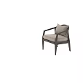 Comfortable Beige Leisure Chair With Wooden Frame And Woven Armrest Design