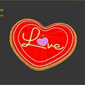 Heart Shaped Red Cookie Decorated With Love Lettering And Pink Heart