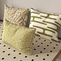Soft Decorative Pillows with Green and Beige Abstract Patterns for Living Room 3d model