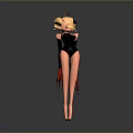 3D Rendering Of Fantasy Female Character With Black Bodysuit Hat And Orange Butterfly Wings