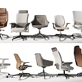 Office Chairs With Multiple Modern Designs Various Colors And Ergonomic Features 3d model