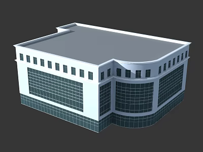 Modern Commercial Building Exterior With Glass Windows And Curved Corner Design 3d model