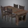 Rustic Wooden Dining Table Set With Four Matching Chairs And Natural Finish