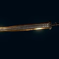 Medieval Sword With Patterned Steel Blade And Decorative Hilt Shiny Finish Dark Background