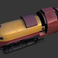 Vintage Yellow and Red Train Locomotive with Worn Mechanical Details