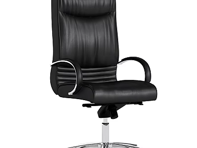 Black Leather Office Chair with High Back Armrests and Swivel Base 3d model