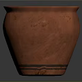 Red Ceramic Vase with Textured Surface and Round Mouth on Dark Background